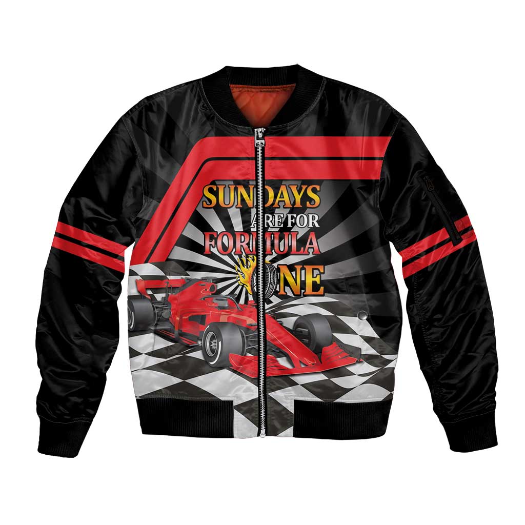 Sundays Are For Formula Racing Sleeve Zip Bomber Jacket - Wonder Print Shop