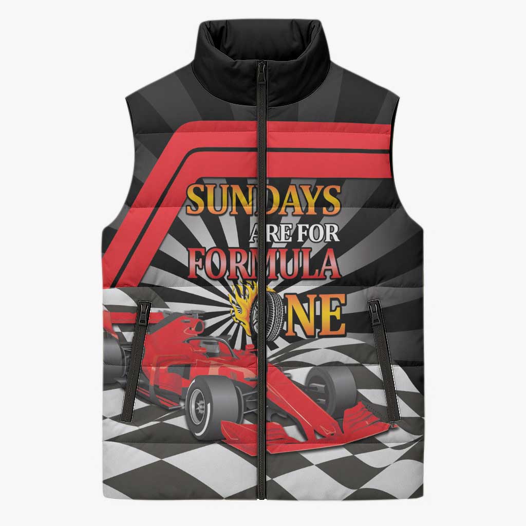 Sundays Are For Formula Racing Sleeveless Puffer Jacket - Wonder Print Shop