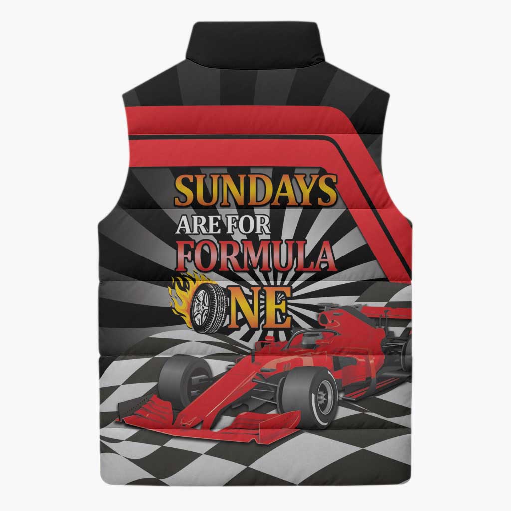 Sundays Are For Formula Racing Sleeveless Puffer Jacket - Wonder Print Shop