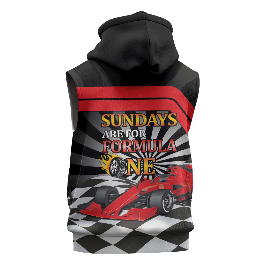 Sundays Are For Formula Racing Sleeveless Zip Hoodie - Wonder Print Shop