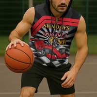 Sundays Are For Formula Racing Sleeveless Zip Hoodie - Wonder Print Shop