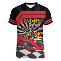 Sundays Are For Formula Racing Women V-Neck T-Shirt - Wonder Print Shop