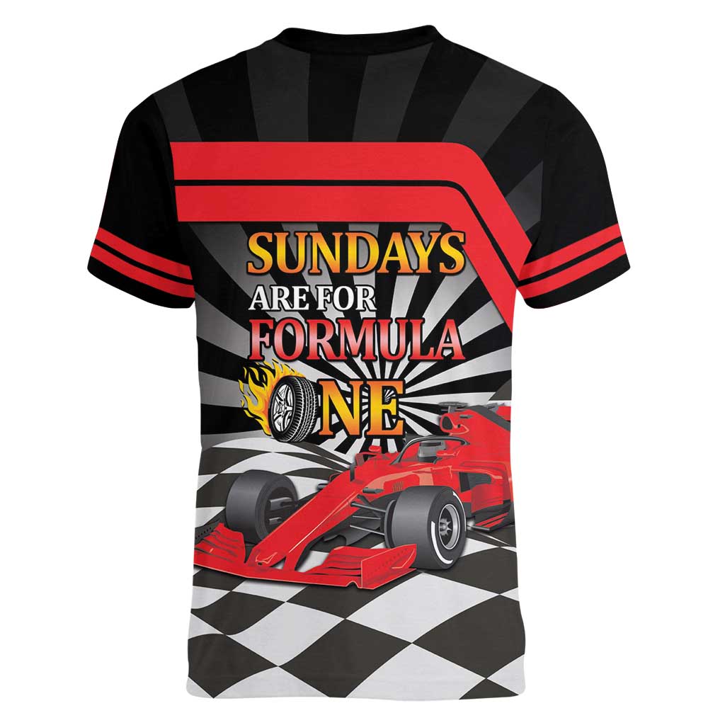 Sundays Are For Formula Racing Women V-Neck T-Shirt - Wonder Print Shop