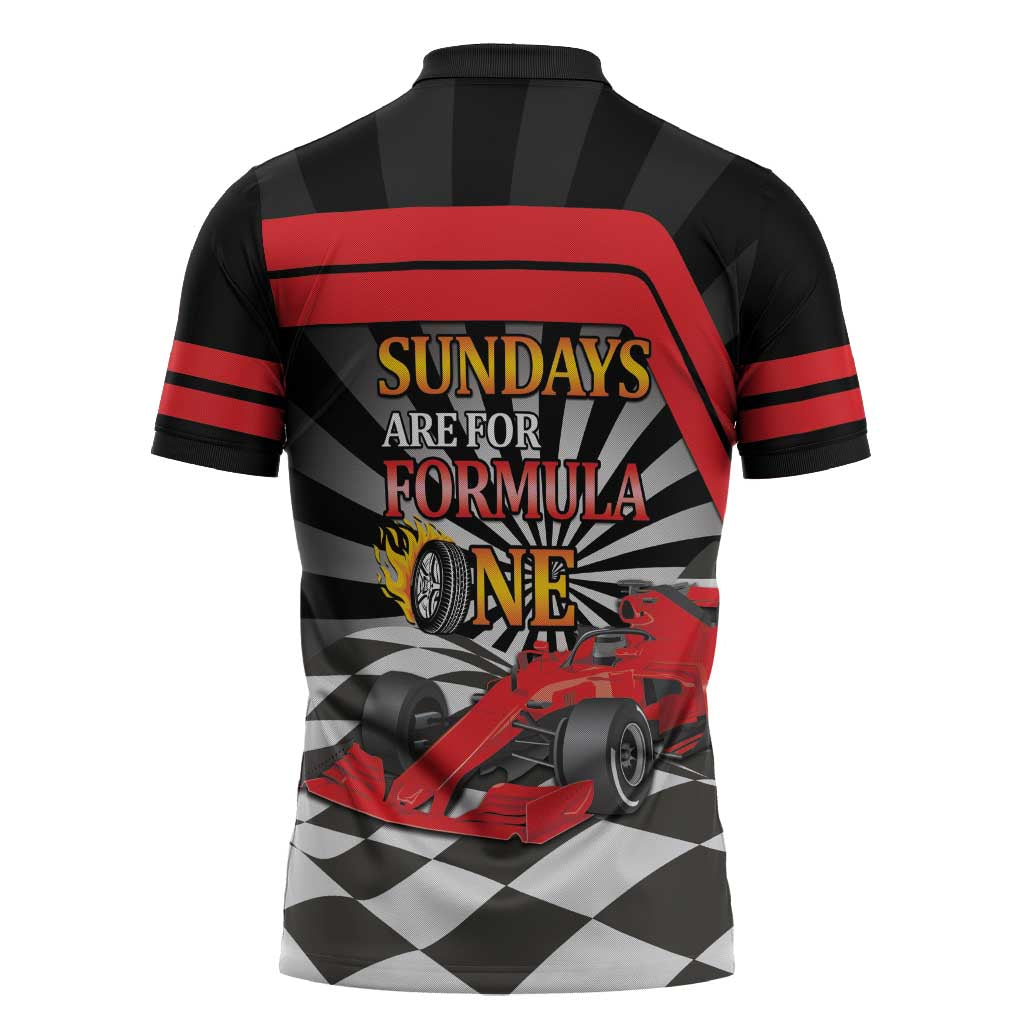 Sundays Are For Formula Racing Zipper Polo Shirt - Wonder Print Shop