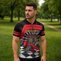 Sundays Are For Formula Racing Zipper Polo Shirt - Wonder Print Shop