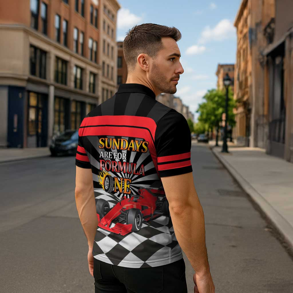 Sundays Are For Formula Racing Zipper Polo Shirt - Wonder Print Shop