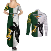 South Africa And Fiji Rugby Couples Matching Summer Maxi Dress and Long Sleeve Button Shirts 2023 World Cup Fijian Tapa With Kente Pattern - Wonder Print Shop