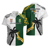 South Africa And Fiji Rugby Hawaiian Shirt 2023 World Cup Fijian Tapa With Kente Pattern - Wonder Print Shop