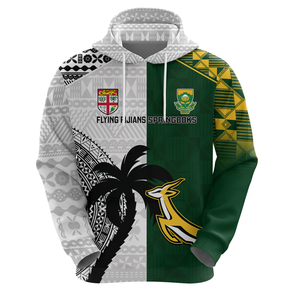 South Africa And Fiji Rugby Hoodie 2023 World Cup Fijian Tapa With Kente Pattern - Wonder Print Shop