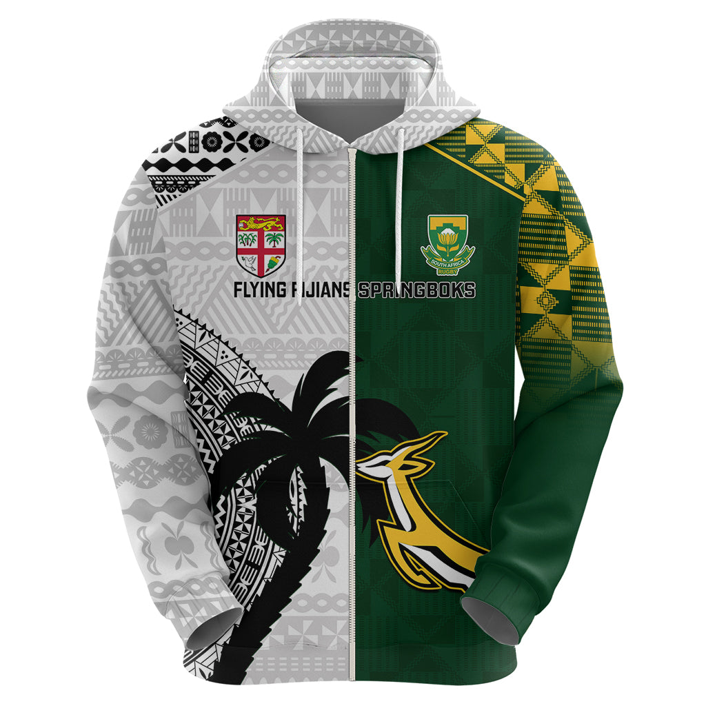 South Africa And Fiji Rugby Hoodie 2023 World Cup Fijian Tapa With Kente Pattern - Wonder Print Shop