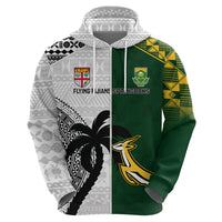 South Africa And Fiji Rugby Hoodie 2023 World Cup Fijian Tapa With Kente Pattern - Wonder Print Shop