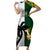 South Africa And Fiji Rugby Short Sleeve Bodycon Dress 2023 World Cup Fijian Tapa With Kente Pattern - Wonder Print Shop