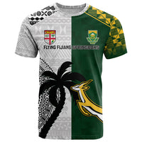South Africa And Fiji Rugby T Shirt 2023 World Cup Fijian Tapa With Kente Pattern - Wonder Print Shop