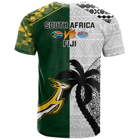 South Africa And Fiji Rugby T Shirt 2023 World Cup Fijian Tapa With Kente Pattern - Wonder Print Shop