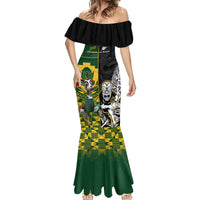 South Africa And Aotearoa Rugby Mermaid Dress 2023 Springboks Kente Combine All Black Maori Fern - Wonder Print Shop