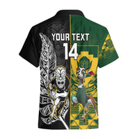 Custom South Africa And Aotearoa Rugby Hawaiian Shirt 2023 Springboks Kente Combine All Black Maori Fern - Wonder Print Shop