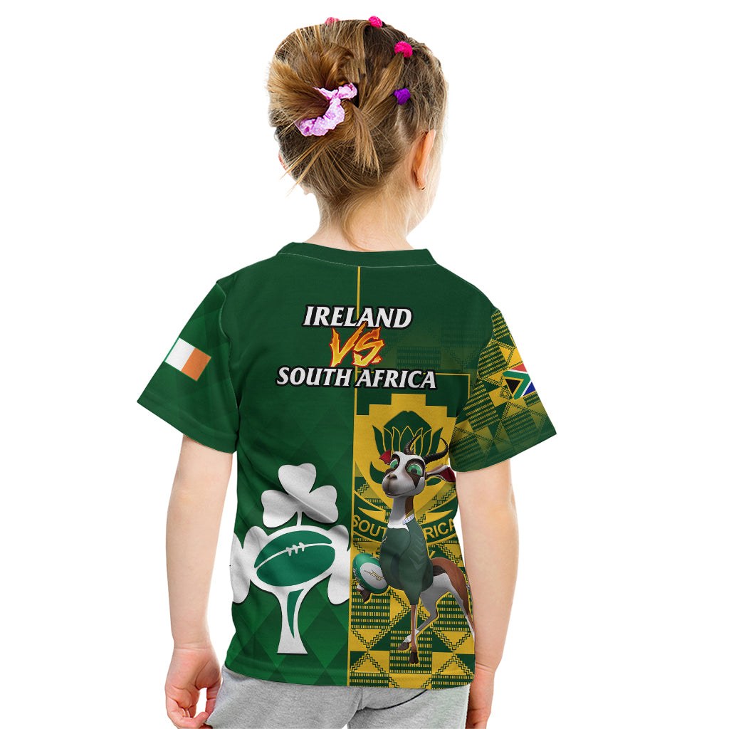 South Africa And Ireland Rugby Kid T Shirt 2023 World Cup Springboks Shamrocks Together - Wonder Print Shop