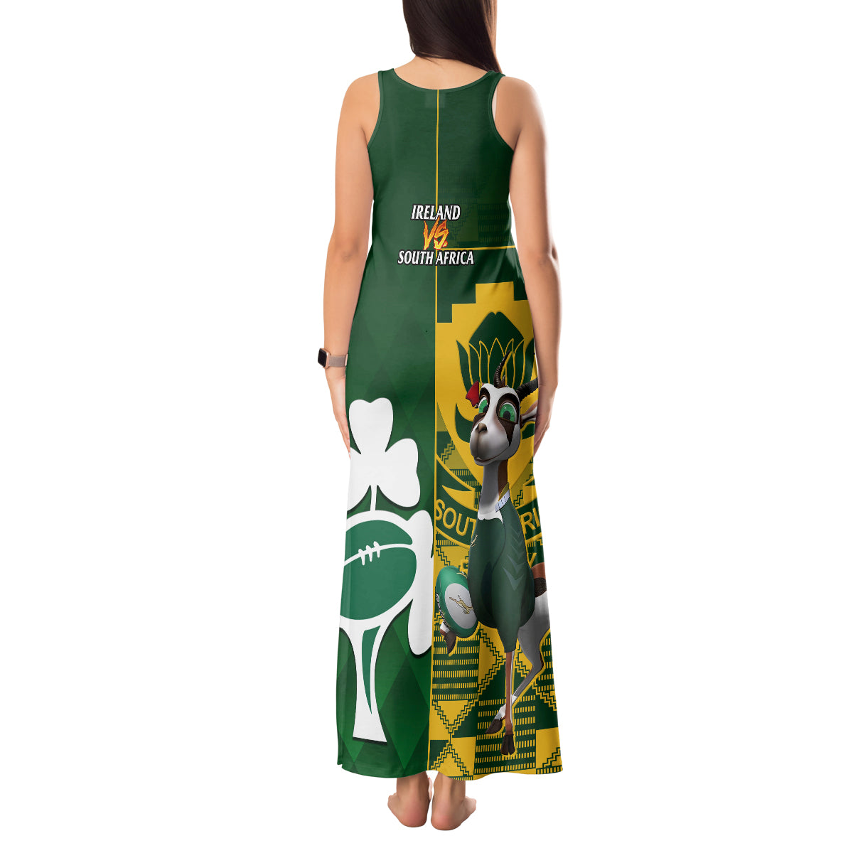 South Africa And Ireland Rugby Tank Maxi Dress 2023 World Cup Springboks Shamrocks Together - Wonder Print Shop