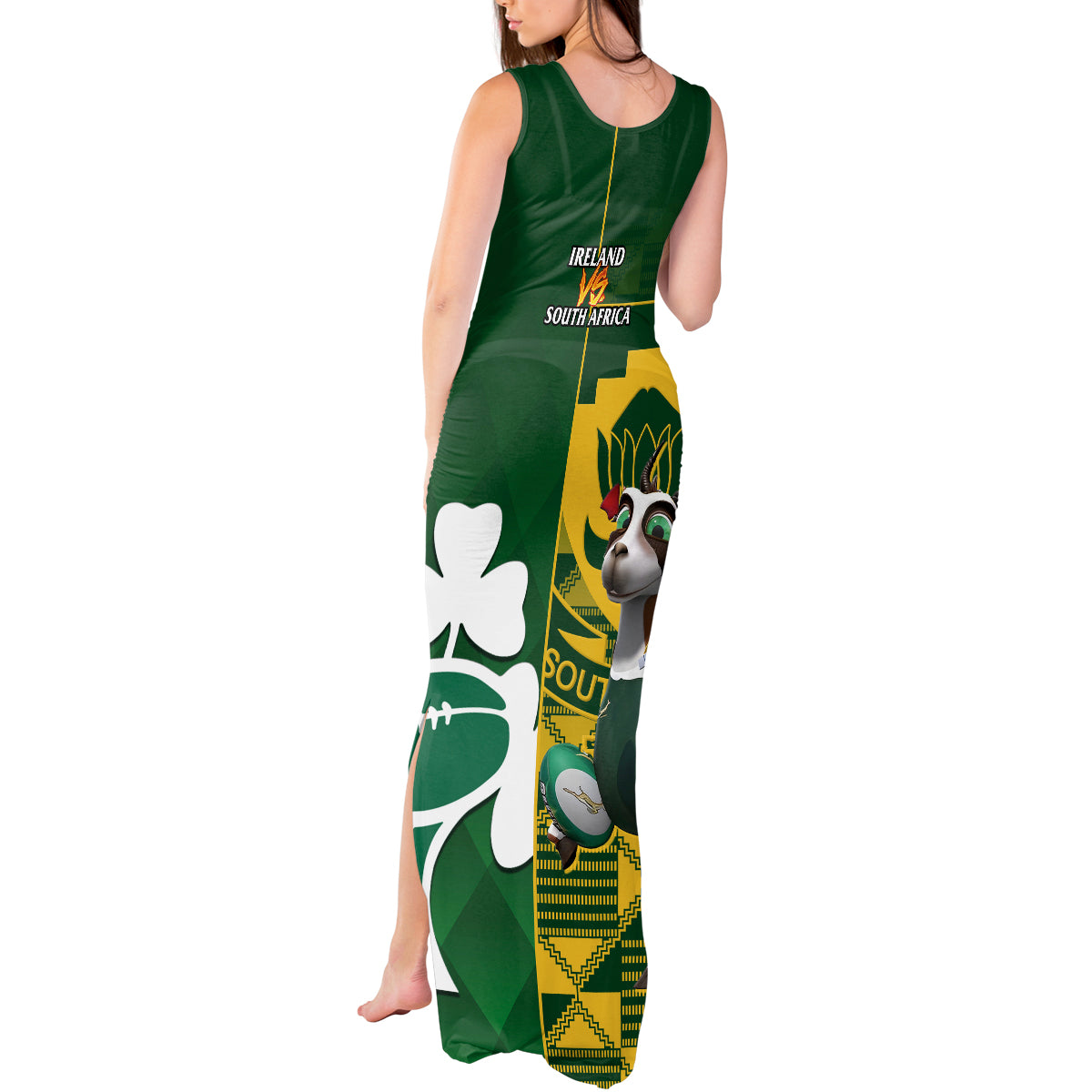 South Africa And Ireland Rugby Tank Maxi Dress 2023 World Cup Springboks Shamrocks Together - Wonder Print Shop