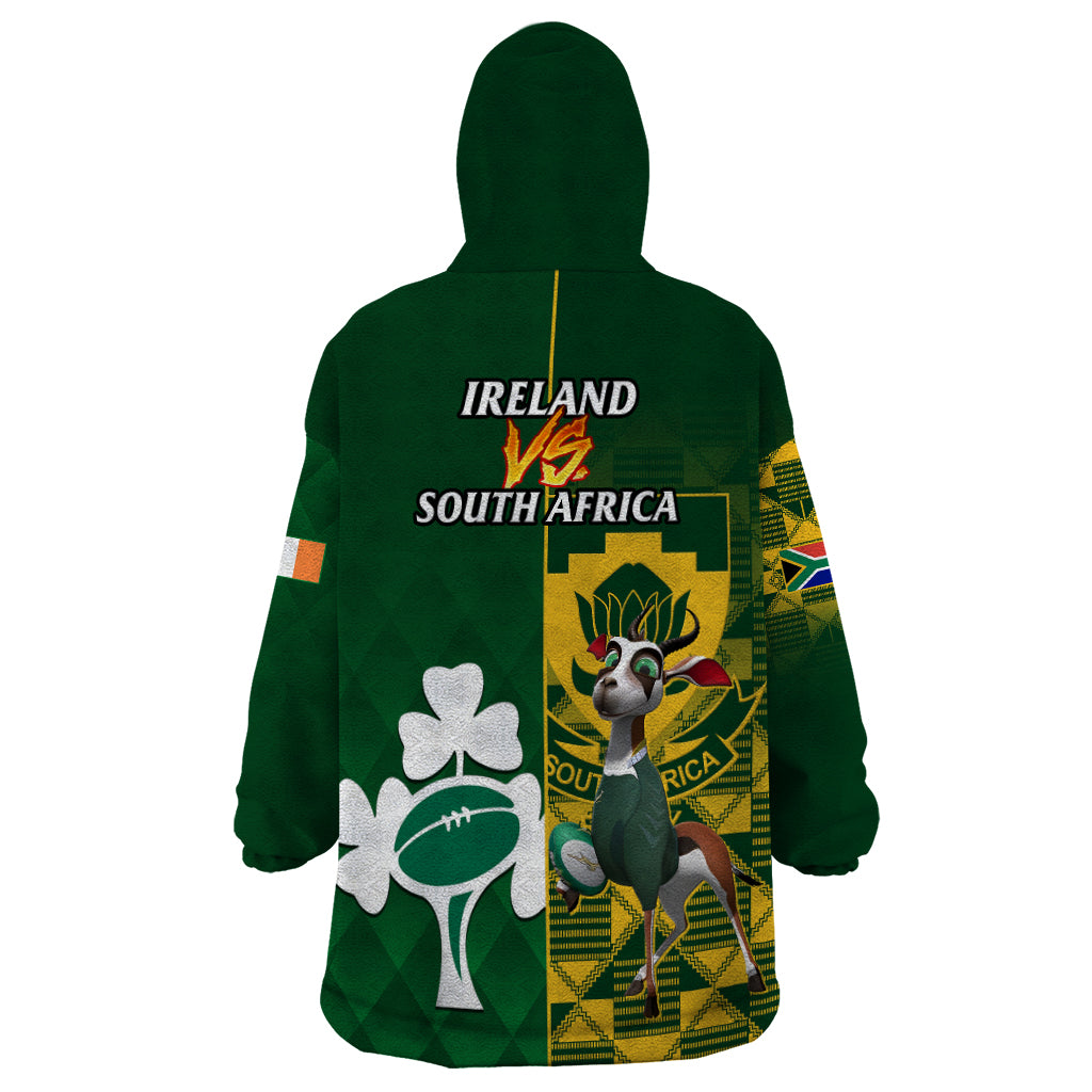 South Africa And Ireland Rugby Wearable Blanket Hoodie 2023 World Cup Springboks Shamrocks Together - Wonder Print Shop