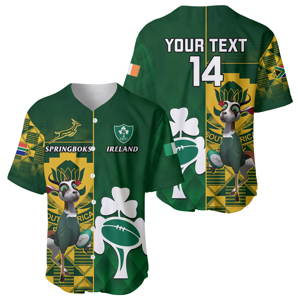 Custom South Africa And Ireland Rugby Baseball Jersey 2023 World Cup Springboks Shamrocks Together - Wonder Print Shop