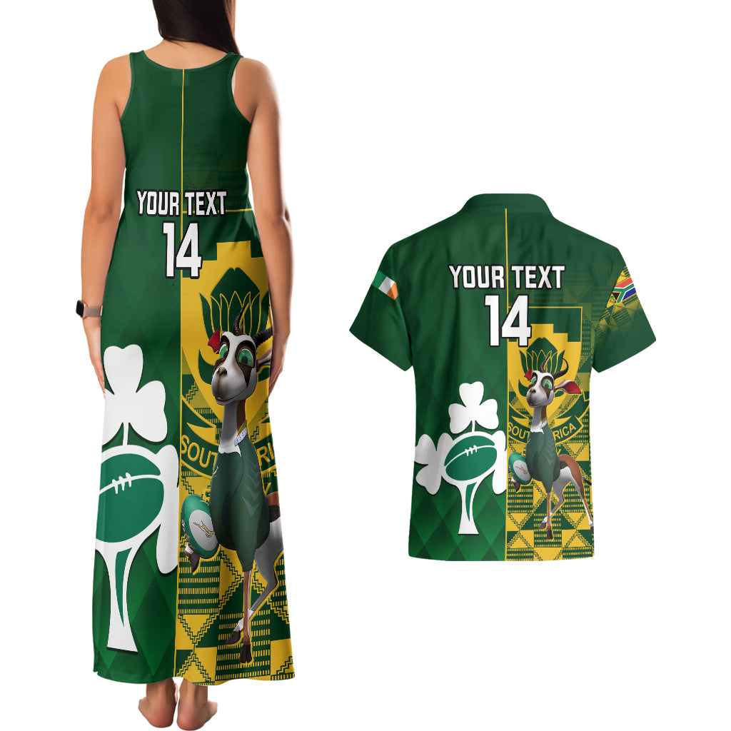 Custom South Africa And Ireland Rugby Couples Matching Tank Maxi Dress and Hawaiian Shirt 2023 World Cup Springboks Shamrocks Together - Wonder Print Shop