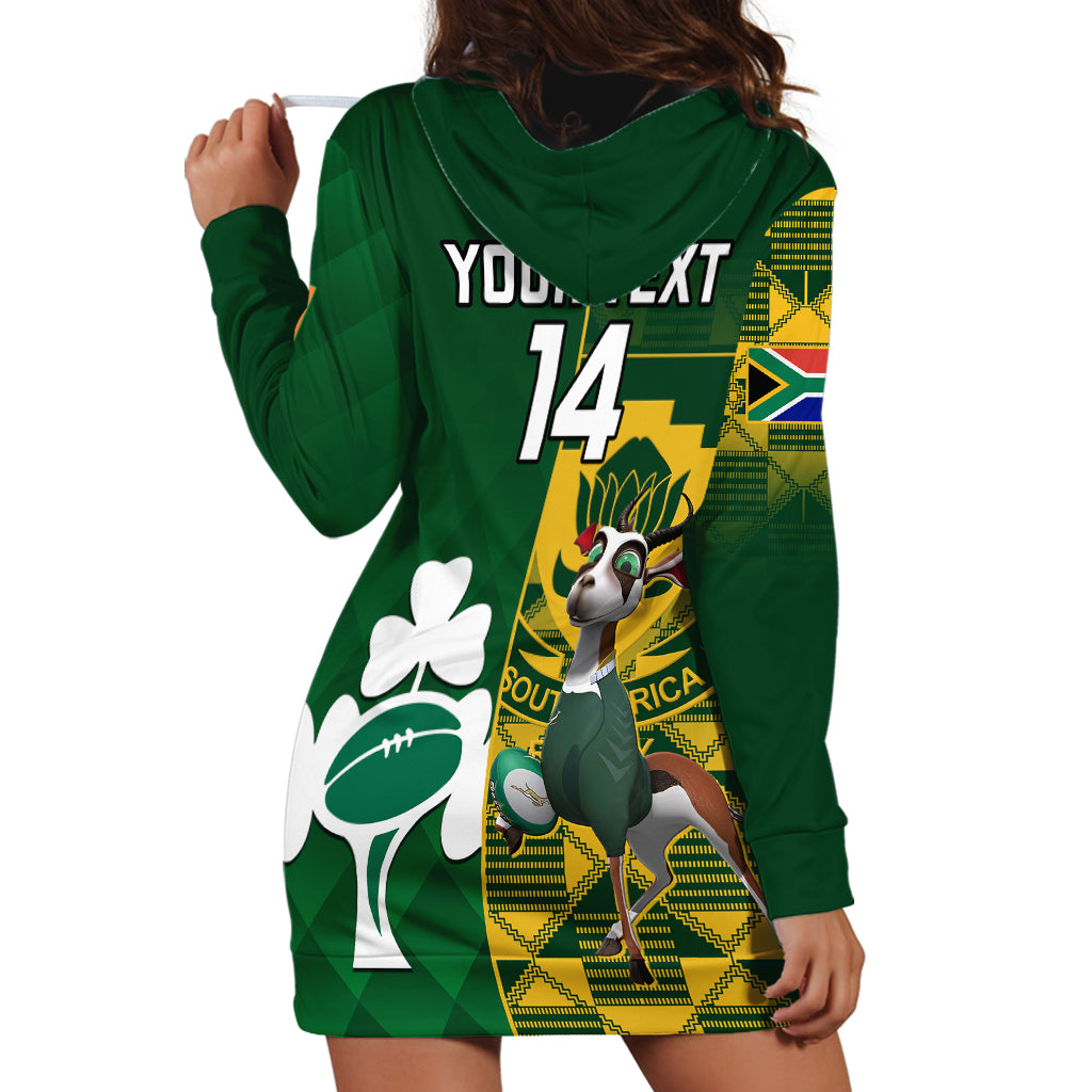 Custom South Africa And Ireland Rugby Hoodie Dress 2023 World Cup Springboks Shamrocks Together - Wonder Print Shop