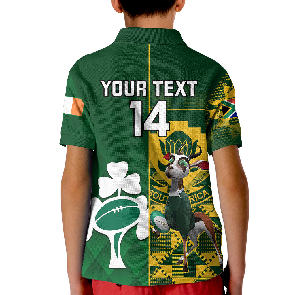 Custom South Africa And Ireland Rugby Kid Polo Shirt 2023 World Cup Springboks Shamrocks Together - Wonder Print Shop