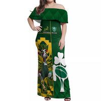 Custom South Africa And Ireland Rugby Off Shoulder Maxi Dress 2023 World Cup Springboks Shamrocks Together - Wonder Print Shop