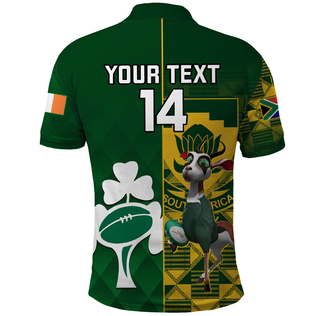 Custom South Africa And Ireland Rugby Polo Shirt 2023 World Cup Springboks Shamrocks Together - Wonder Print Shop