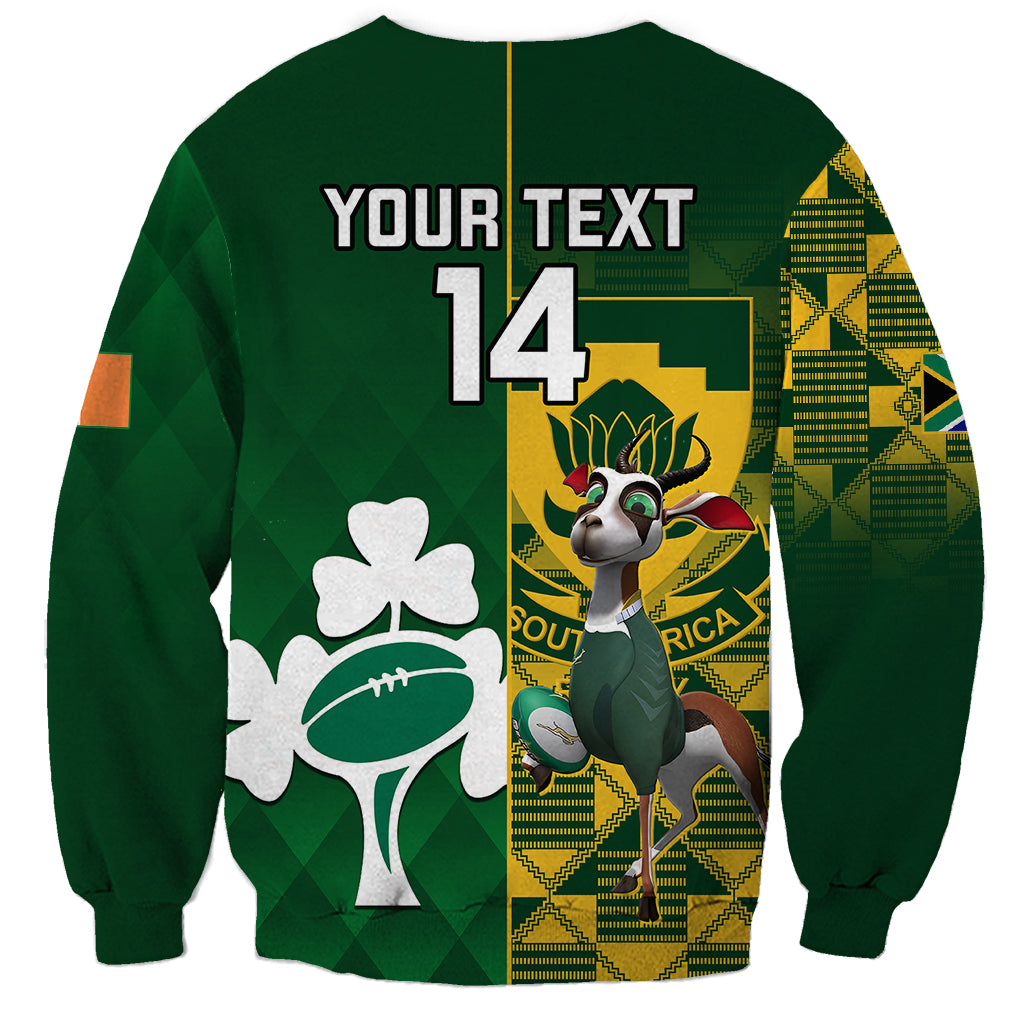 Custom South Africa And Ireland Rugby Sweatshirt 2023 World Cup Springboks Shamrocks Together - Wonder Print Shop