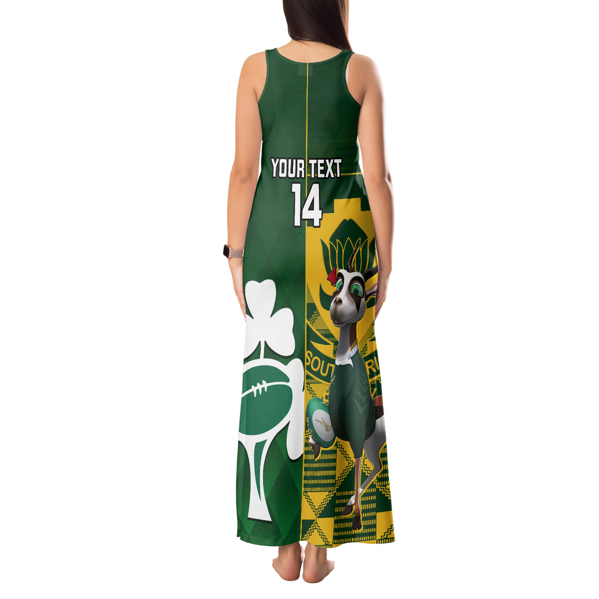 Custom South Africa And Ireland Rugby Tank Maxi Dress 2023 World Cup Springboks Shamrocks Together - Wonder Print Shop