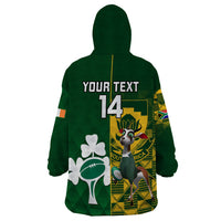Custom South Africa And Ireland Rugby Wearable Blanket Hoodie 2023 World Cup Springboks Shamrocks Together - Wonder Print Shop