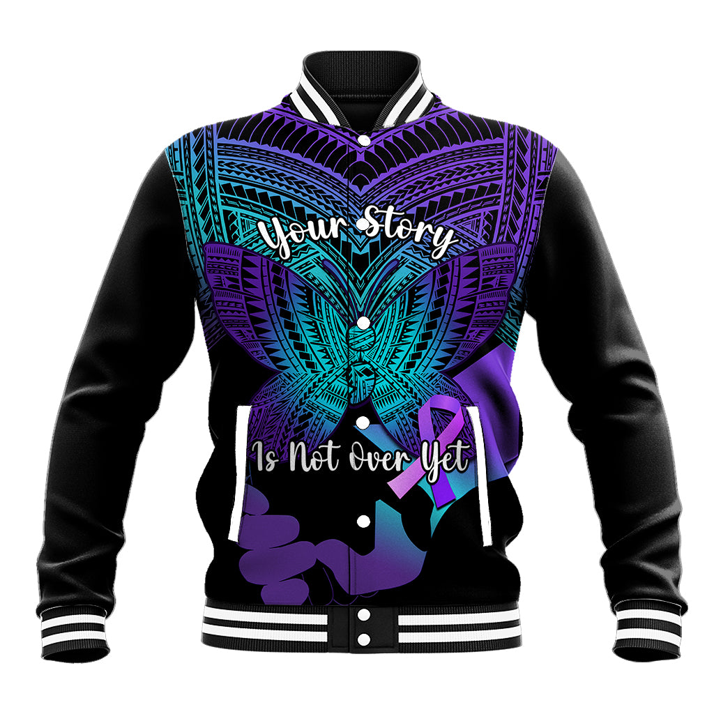 Suicide Awareness Your Story Is Not Over Yet Baseball Jacket Polynesian Butterfly Tattoo - Wonder Print Shop