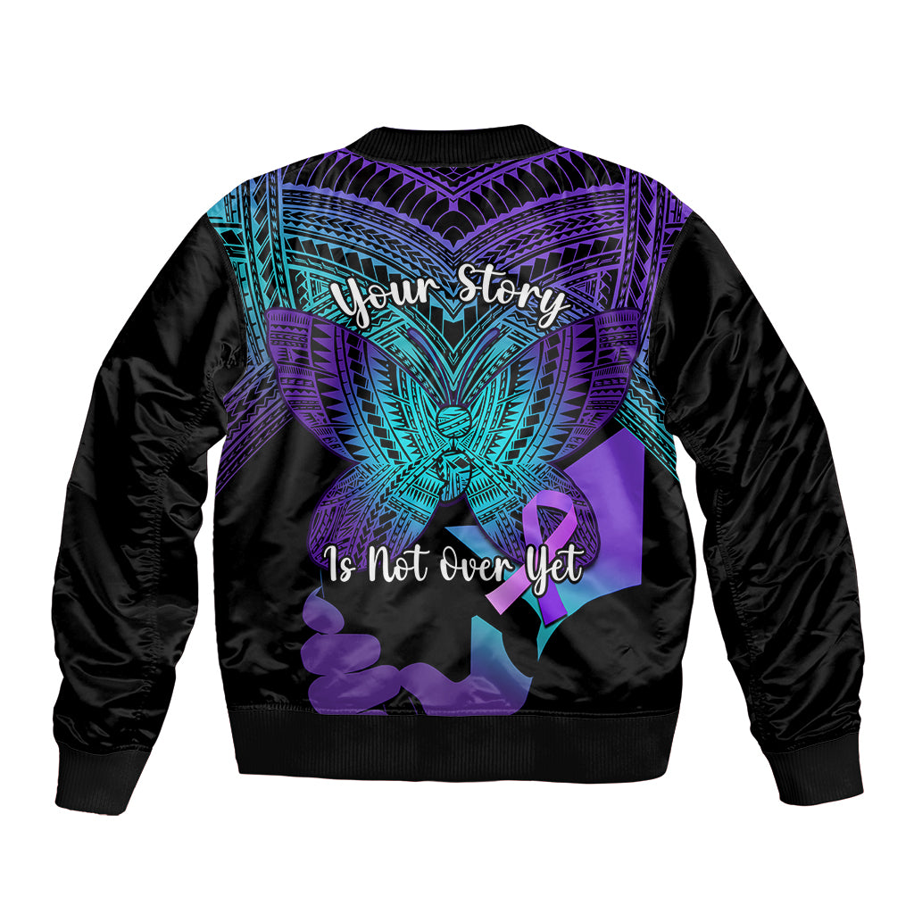 Suicide Awareness Your Story Is Not Over Yet Bomber Jacket Polynesian Butterfly Tattoo - Wonder Print Shop