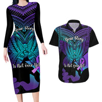 Suicide Awareness Your Story Is Not Over Yet Couples Matching Long Sleeve Bodycon Dress and Hawaiian Shirt Polynesian Butterfly Tattoo - Wonder Print Shop