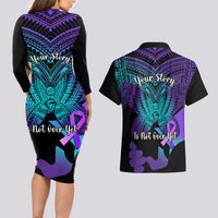 Suicide Awareness Your Story Is Not Over Yet Couples Matching Long Sleeve Bodycon Dress and Hawaiian Shirt Polynesian Butterfly Tattoo - Wonder Print Shop