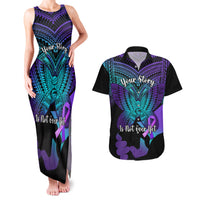 Suicide Awareness Your Story Is Not Over Yet Couples Matching Tank Maxi Dress and Hawaiian Shirt Polynesian Butterfly Tattoo - Wonder Print Shop