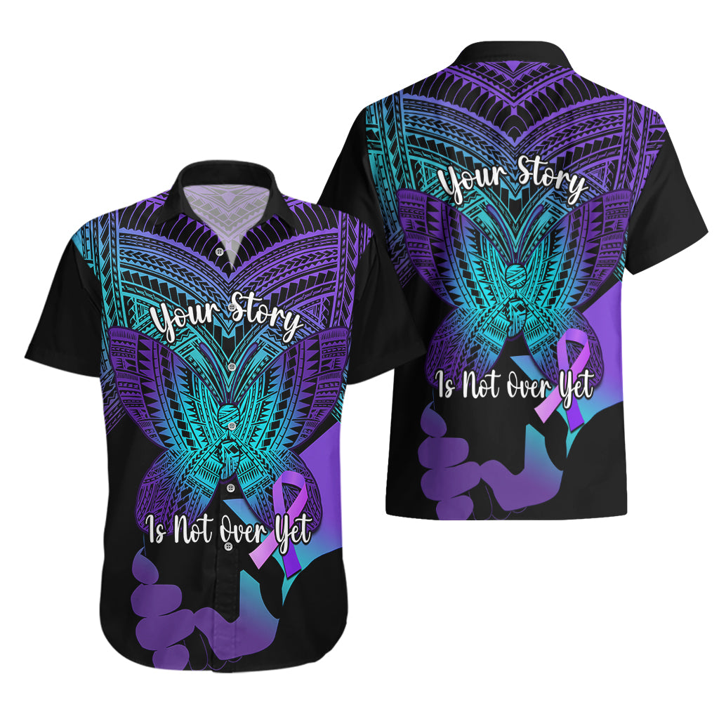 Suicide Awareness Your Story Is Not Over Yet Hawaiian Shirt Polynesian Butterfly Tattoo - Wonder Print Shop