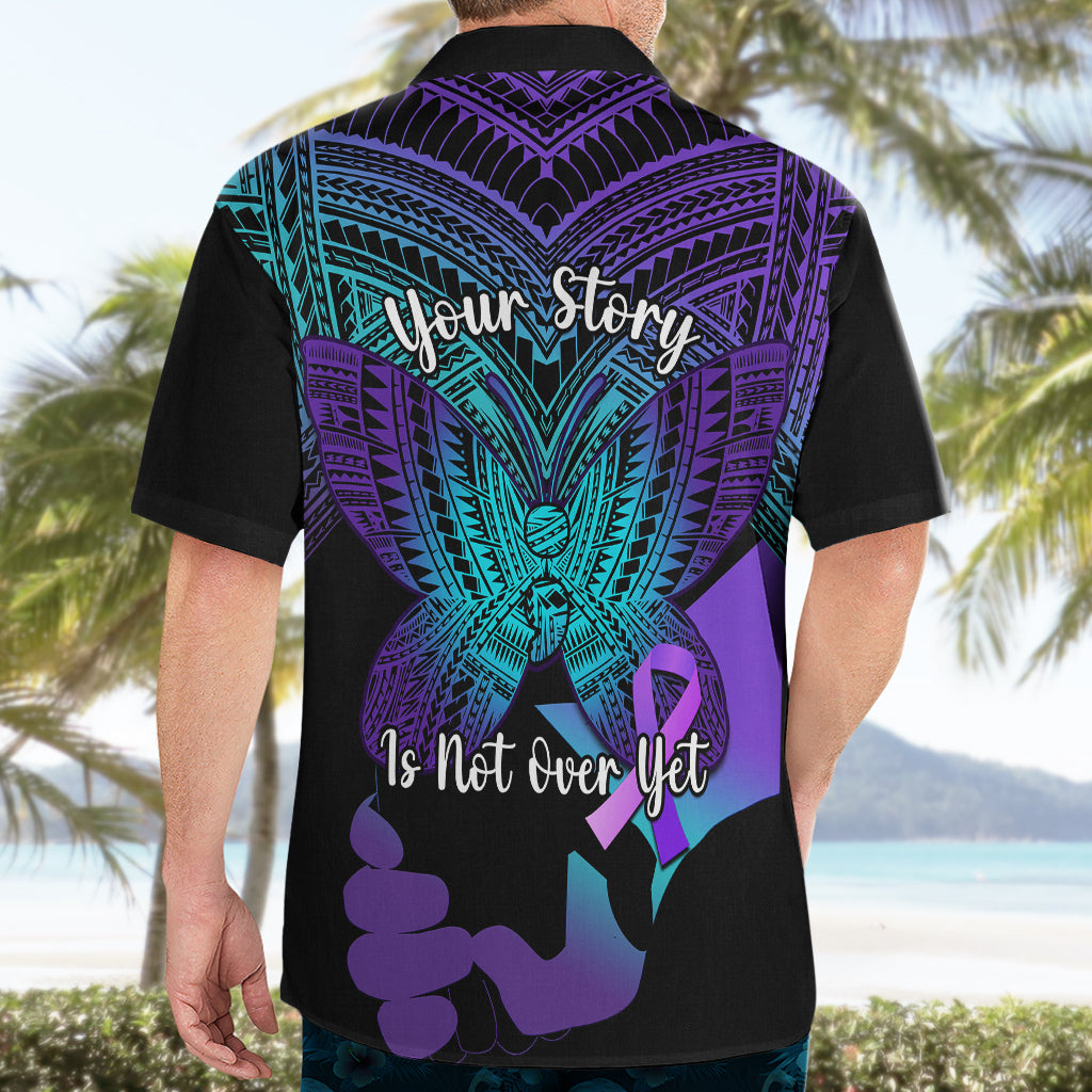 Suicide Awareness Your Story Is Not Over Yet Hawaiian Shirt Polynesian Butterfly Tattoo - Wonder Print Shop