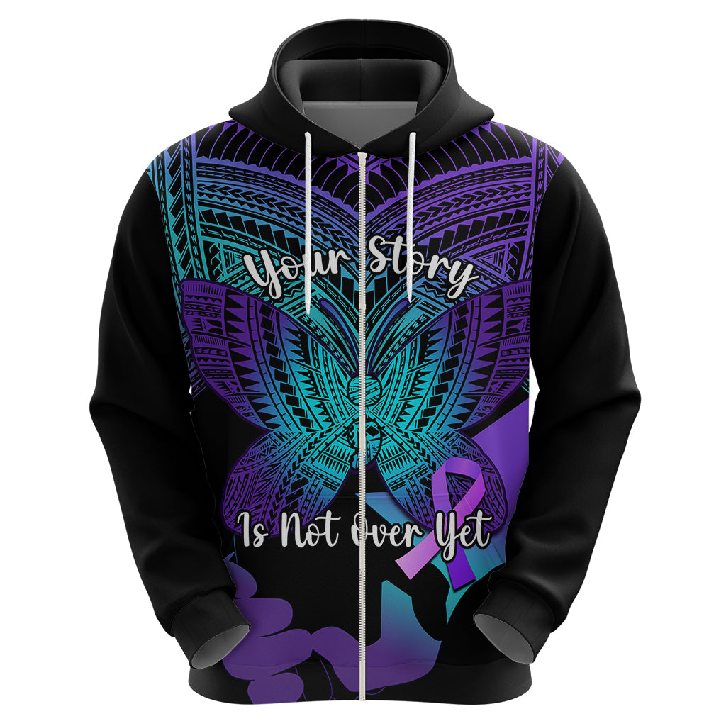 Suicide Awareness Your Story Is Not Over Yet Hoodie Polynesian Butterfly Tattoo - Wonder Print Shop