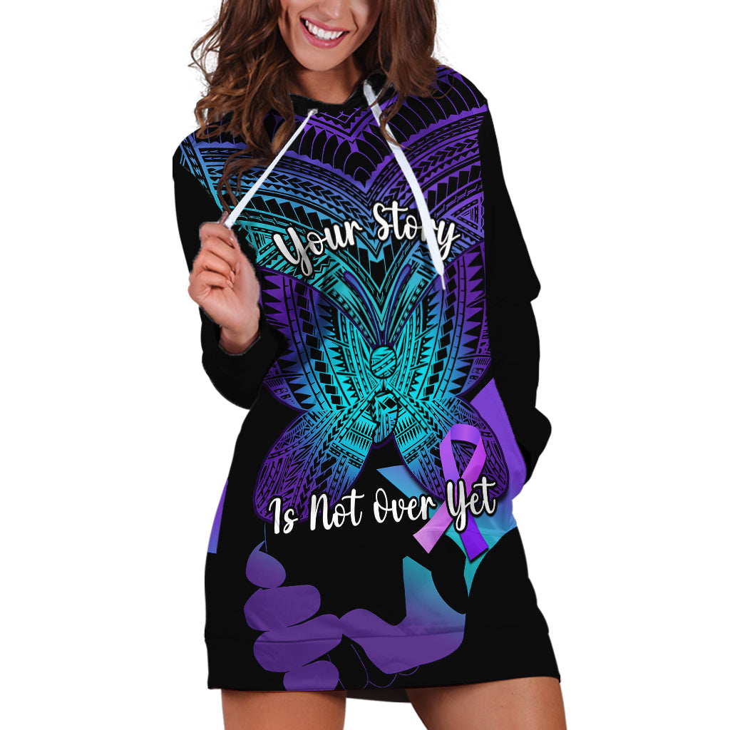 Suicide Awareness Your Story Is Not Over Yet Hoodie Dress Polynesian Butterfly Tattoo - Wonder Print Shop