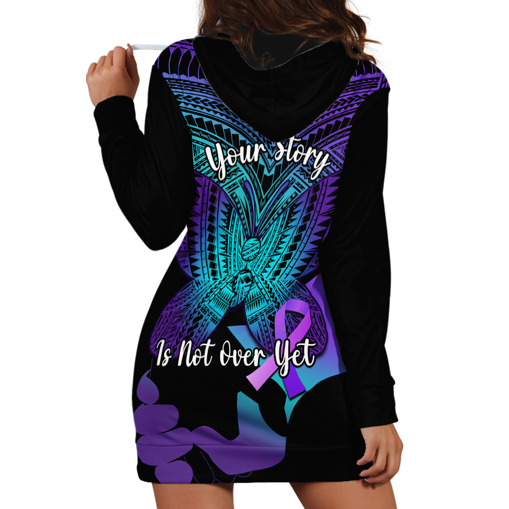 Suicide Awareness Your Story Is Not Over Yet Hoodie Dress Polynesian Butterfly Tattoo - Wonder Print Shop