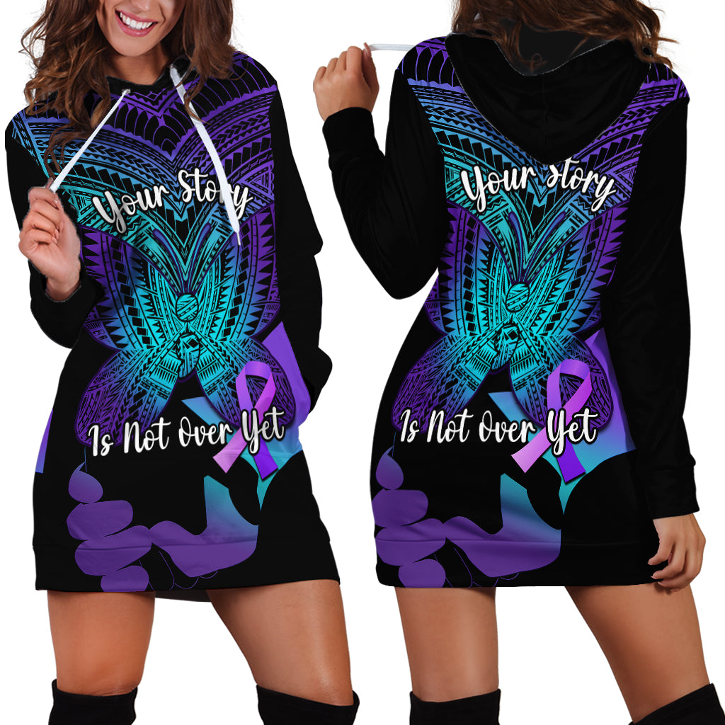 Suicide Awareness Your Story Is Not Over Yet Hoodie Dress Polynesian Butterfly Tattoo - Wonder Print Shop