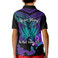 Suicide Awareness Your Story Is Not Over Yet Kid Polo Shirt Polynesian Butterfly Tattoo - Wonder Print Shop