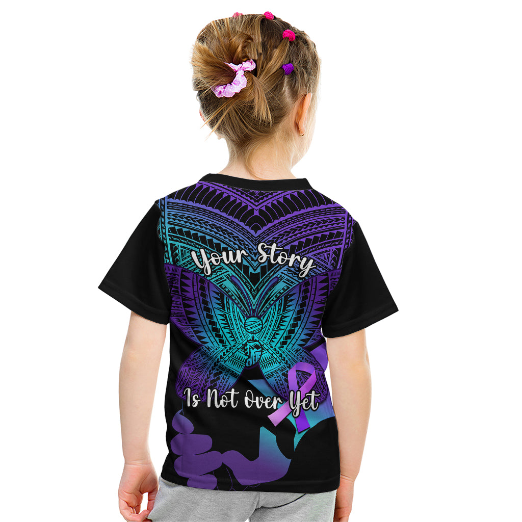 Suicide Awareness Your Story Is Not Over Yet Kid T Shirt Polynesian Butterfly Tattoo - Wonder Print Shop