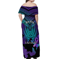 Suicide Awareness Your Story Is Not Over Yet Off Shoulder Maxi Dress Polynesian Butterfly Tattoo - Wonder Print Shop