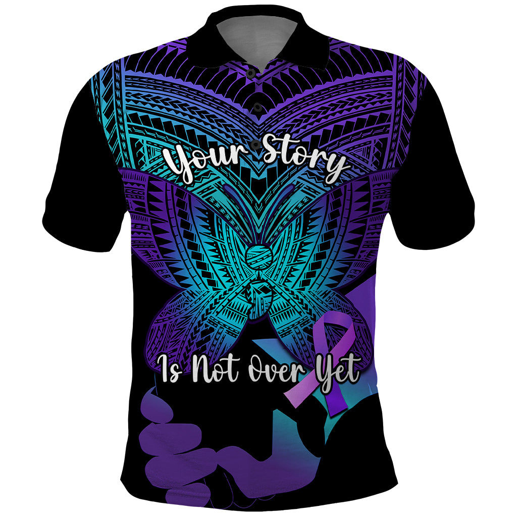 Suicide Awareness Your Story Is Not Over Yet Polo Shirt Polynesian Butterfly Tattoo - Wonder Print Shop