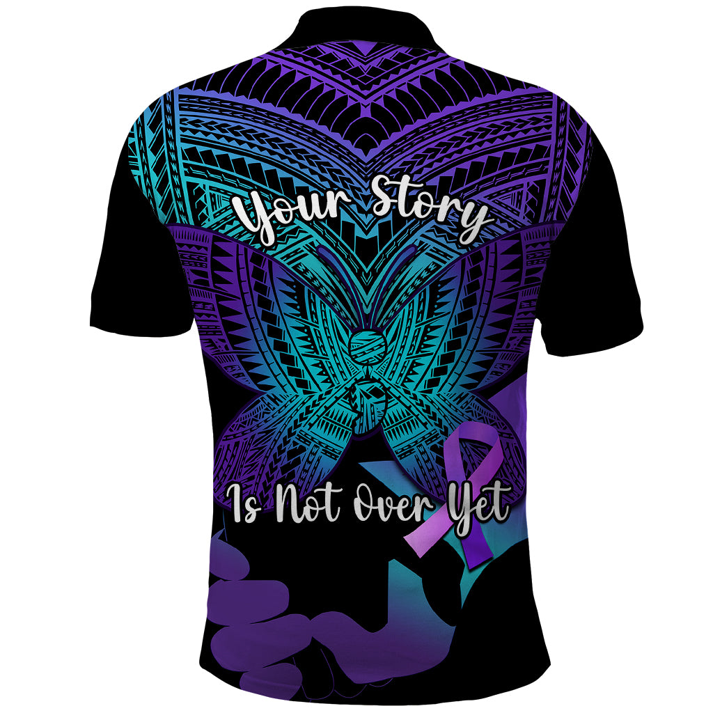 Suicide Awareness Your Story Is Not Over Yet Polo Shirt Polynesian Butterfly Tattoo - Wonder Print Shop