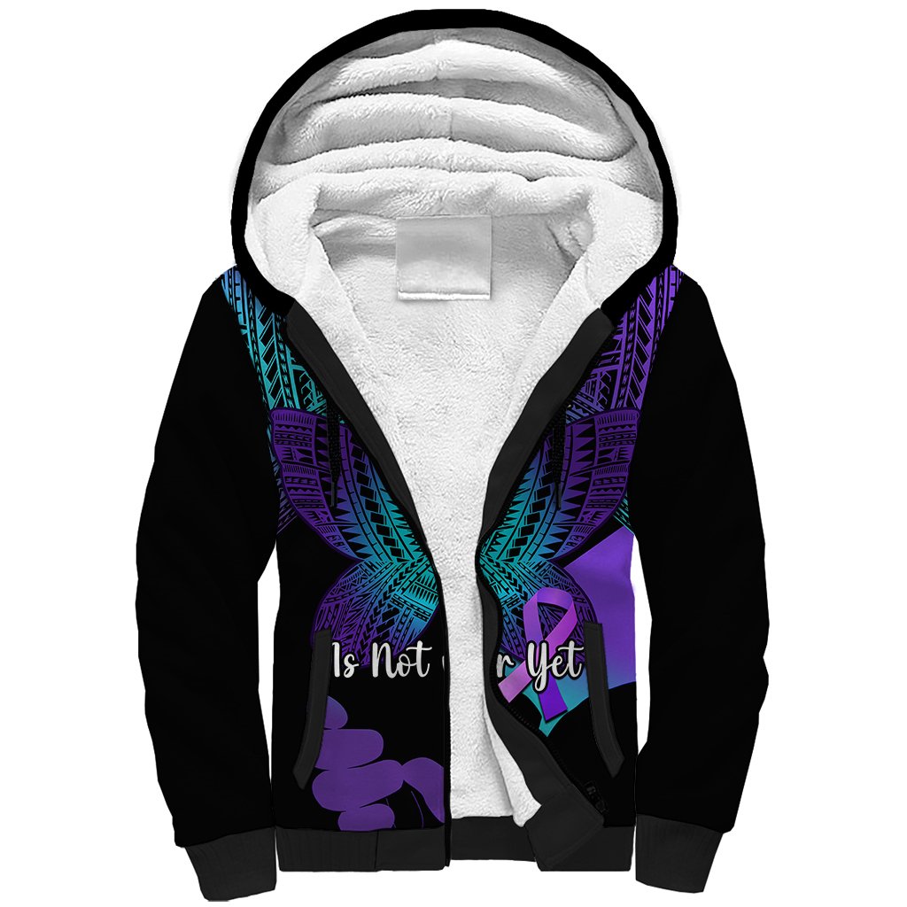 Suicide Awareness Your Story Is Not Over Yet Sherpa Hoodie Polynesian Butterfly Tattoo - Wonder Print Shop